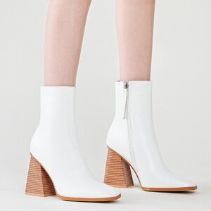 NEW| Womens Chunky High Heel Zip Up Square Toe Ankle Booties